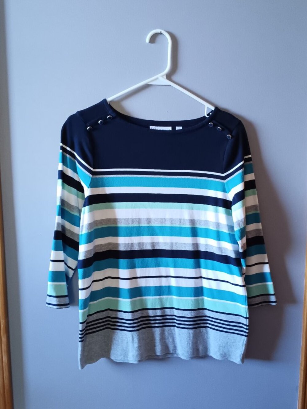 RAFAELLA 3/4 length sleeve striped top, size M (NWOT)